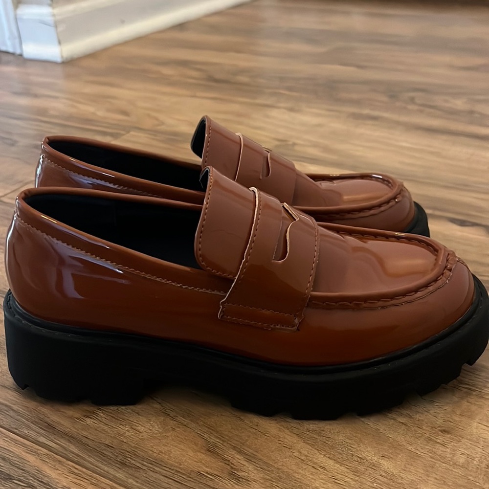 Truffle Collection chunky loafers in brown patent